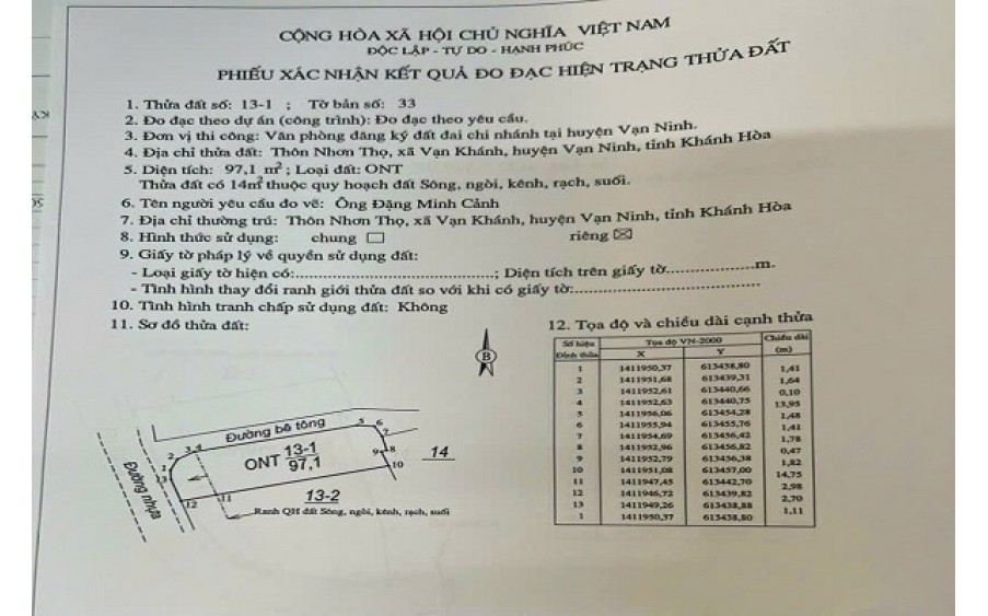 Duy Nhất Lô View Sông Tu Bông Giá Tốt Chỉ 720 Triệu Thuộc Vạn Khánh - Vạn Ninh - Khánh Hòa